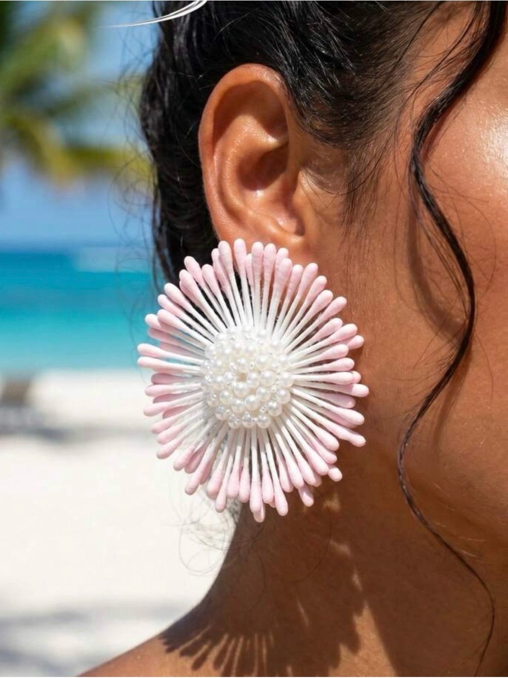 Pink Pearl Burst Statement Earrings
